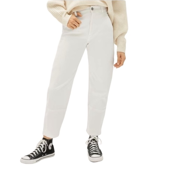 NEW EVERLANE The Utility Barrel Pant in Bone High Rise Crop Size 000T Tall - Picture 1 of 10